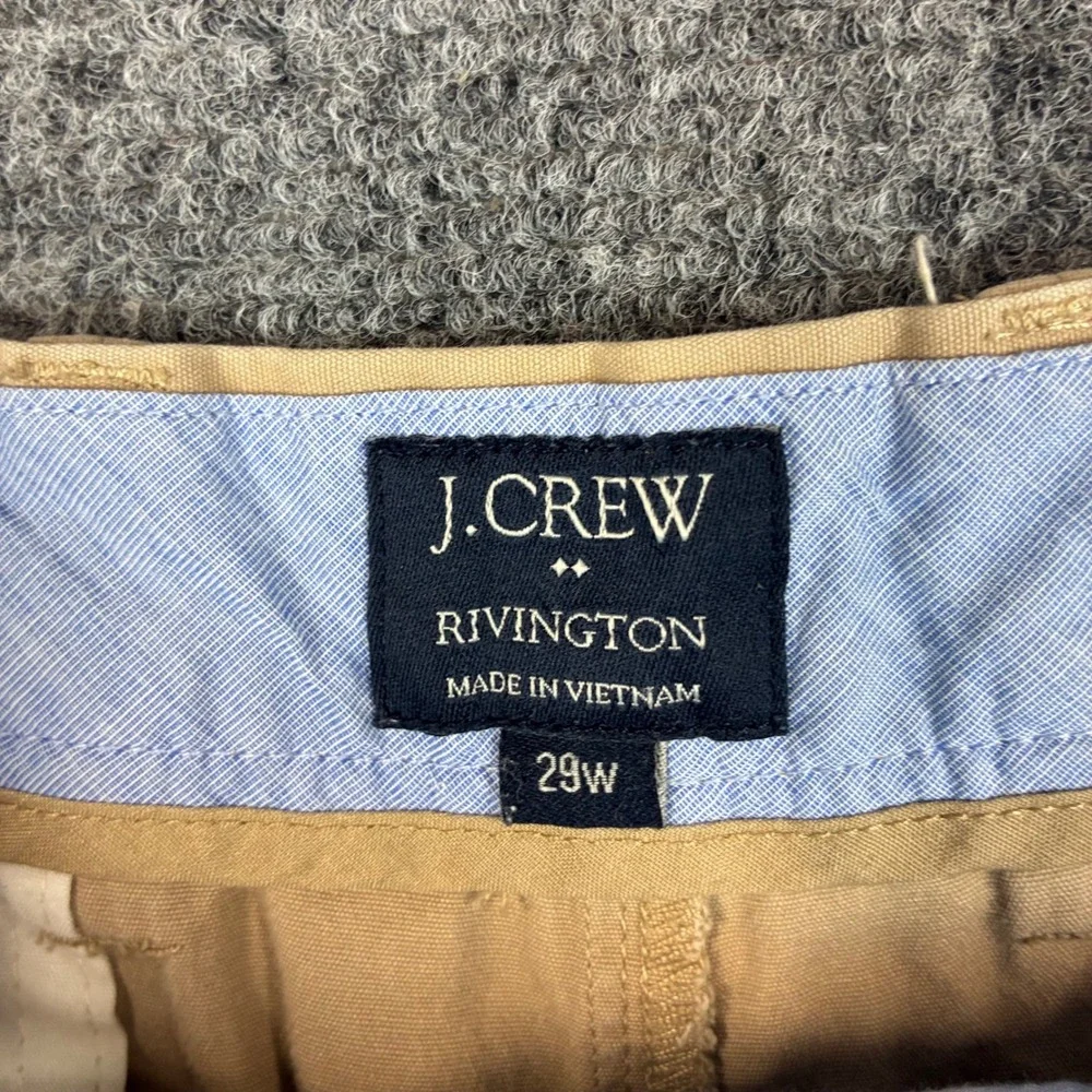 JCrew Rivington Mens Khaki Chino Shorts Tan Size 29w Flat Front Cotton Twill